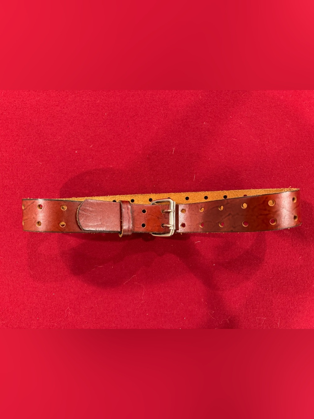 Vintage USA-Made 1970s Oil-Tanned Double-Prong Leather Belt